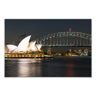Impression Photo Opéra de Sydney et pont à la tombée de la nuit, Au