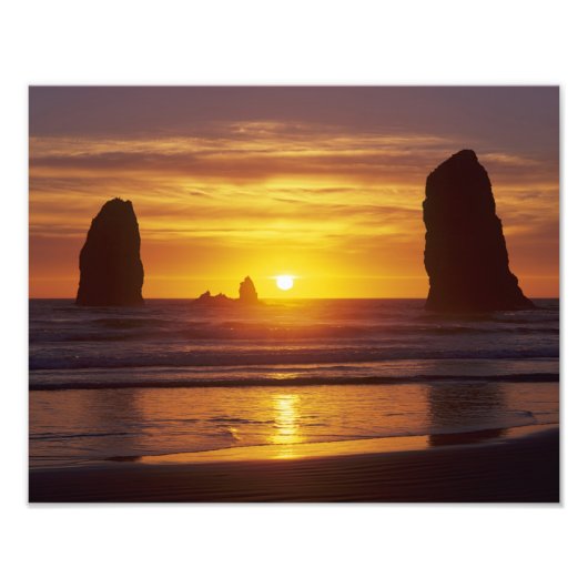 Impression Photo OR, côte de l'Oregon, Cannon Beach, piles de mer à (Devant)