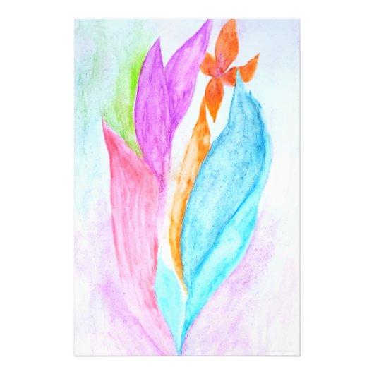 Impression Photo Orange Violet rose et vert Fleur Abstrait (Devant)