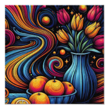 oranges fraîches et tulipes élégantes