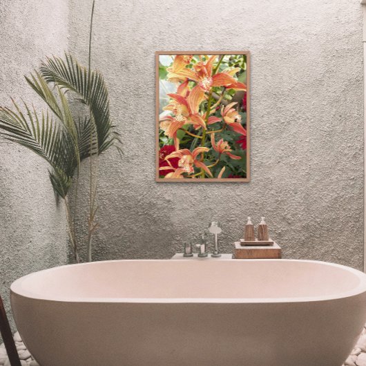 Impression Photo Orchidées et chrysanthèmes rouges Floral