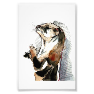 Impression Photo Otter de dessin artistique Cadeaux de loutre mou