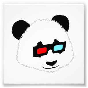 Impression Photo Ours de panda avec lunettes 3D