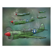 Impression Photo P-40 Warhawks volant dans une affiche orageuse (Devant)