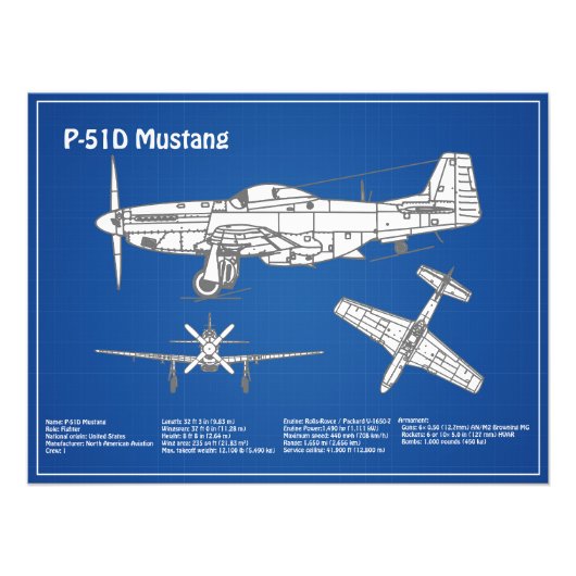 Impression Photo P-51D Mustang - Plan d'avion ABD (Devant)