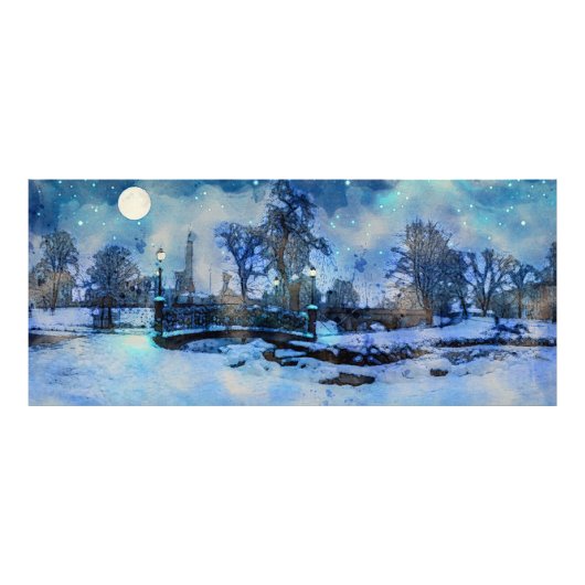 Impression Photo Painting of winter night in city park (Devant)