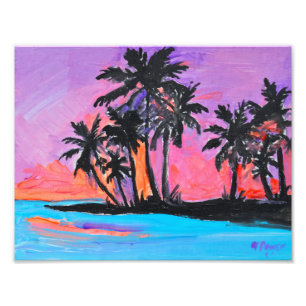 Impression Photo Palmiers Tropicaux au Coucher du Soleil Silhouette