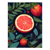Impression Photo Pamplemousse d'aquarelle avec fraises (Devant)