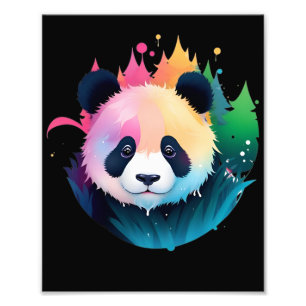 Impression Photo Panda Bear Portrait Forêt Paint Splash Logo