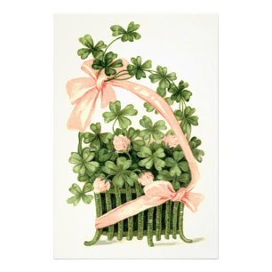 Impression Photo Panier Pink Ribbon Shamrock Quatre feuilles Clover