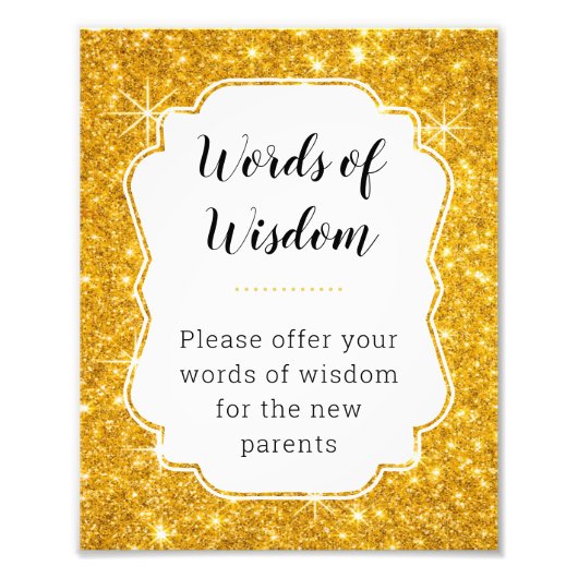 Impression Photo Panneau Baby shower Gold Words Wisdom Advice (Devant)