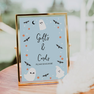 Impression Photo Panneau Baby shower Halloween bleu moderne