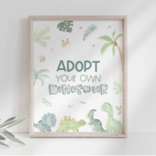 Impression Photo Panneau d'anniversaire Adopté Votre Propre Dinosau