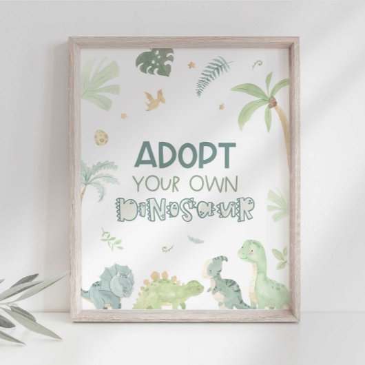 Impression Photo Panneau d'anniversaire Adopté Votre Propre Dinosau