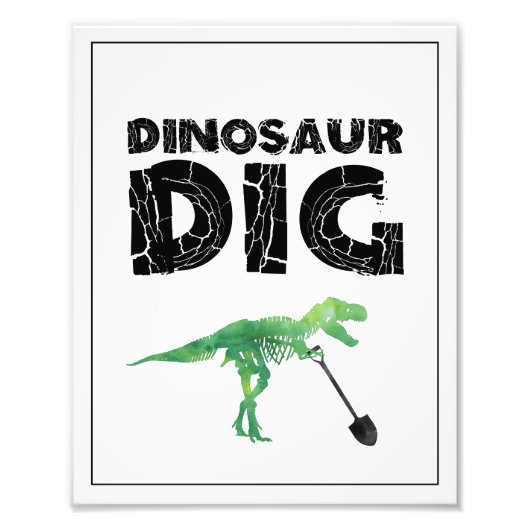 Impression Photo Panneau d'anniversaire de fouille de dinosaures (Devant)