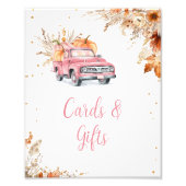 Impression Photo Panneau de Baby shower de camion Citrouille rose r (Devant)