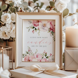 Impression Photo Panneau de Baby Shower Rose pour deviner le nombre