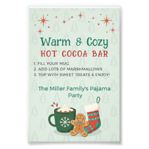 Impression Photo Panneau de bar de cacao chaud pour soirée pyjama d