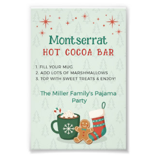 Impression Photo Panneau de bar de cacao chaud pour soirée pyjama d
