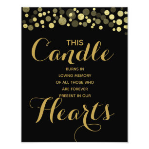 Impression Photo Panneau de bougie Gold & Black Memory pour mariage