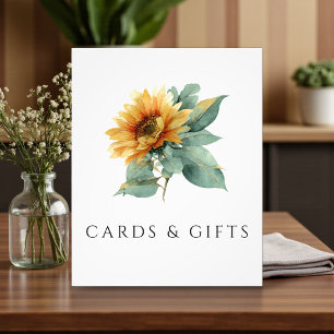 Impression Photo Panneau de cartes et cadeaux de tournesol à l'aqua