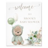 Impression Photo Panneau de douche ours vert boho à peine attendu (Devant)