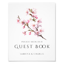 Panneau de livre d'or de mariage Fleur de cerisier