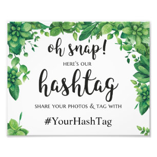 Impression Photo Panneau du hashtag Instagram vert mariage d'été