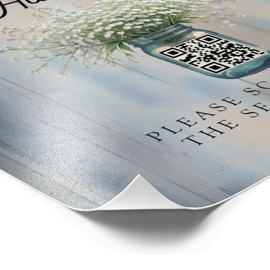 Impression Photo Panneau du Mariage du code QR du pays rustique (Coin)