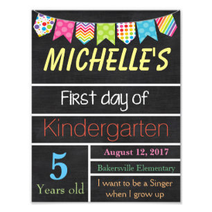 Impression Photo Panneau du premier jour de l'école, panneau de sig