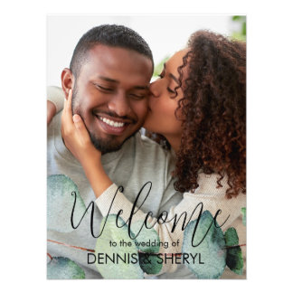 Impression Photo Panneau Mariage moderne Eucalyptus personnalisé