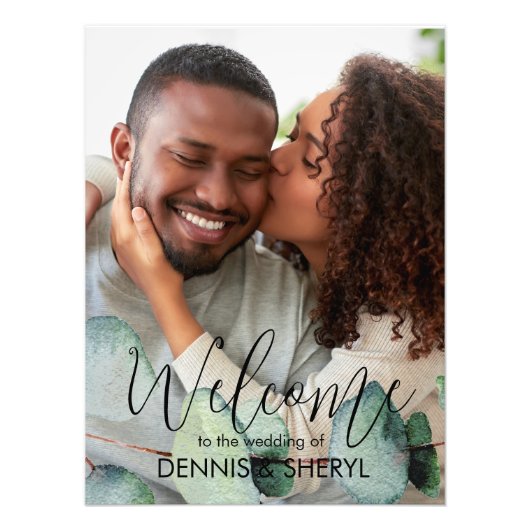 Impression Photo Panneau Mariage moderne Eucalyptus personnalisé (Devant)