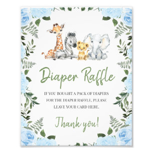 Impression Photo Panneau rose  Blue Safari Baby shower Déchets