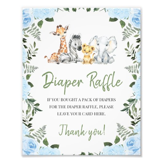 Impression Photo Panneau rose  Blue Safari Baby shower Déchets (Devant)