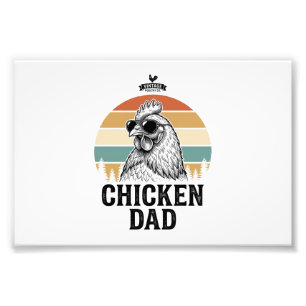 Impression Photo Papa Poule Vintage Sunset Drôle Amateur de Poule S