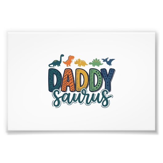Impression Photo Papa Saurus Mignon Papa Dinosaure Conception Vecto (Devant)