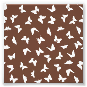 Impression Photo Papillon Blanc Fond Brun Mignon Esthétique