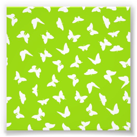 Impression Photo Papillon blanc motif esthétique sur fond vert (Devant)