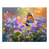 Impression Photo Papillon minuscule sur les Fleurs sauvages au leve (Devant)