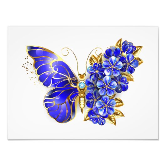 Impression Photo Papillon Saphir Fleur (Devant)
