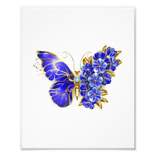 Impression Photo Papillon Saphir Fleur (Devant)