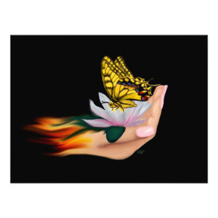 Impression Photo Papillon sur Lotus Bloom