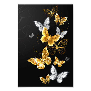 Impression Photo Papillons blancs et dorés