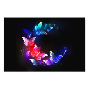 Impression Photo Papillons de nuit Neon brillants sur arrière - pla
