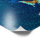 Impression Photo Papillons d'or sur un Arrière - plan bleu (Coin)