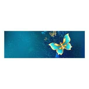 Impression Photo Papillons d'or sur un Arrière - plan bleu