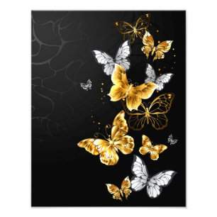 Impression Photo Papillons dorés et blancs