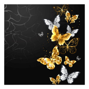 Impression Photo Papillons dorés et blancs