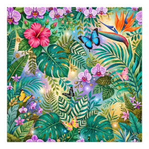 Impression Photo Papillons Fleurs Fantaisie Jungle Enjouée
