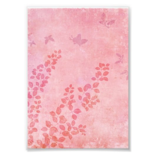 Impression Photo Papillons rose vintage Fleur sauvage Foliing (Devant)